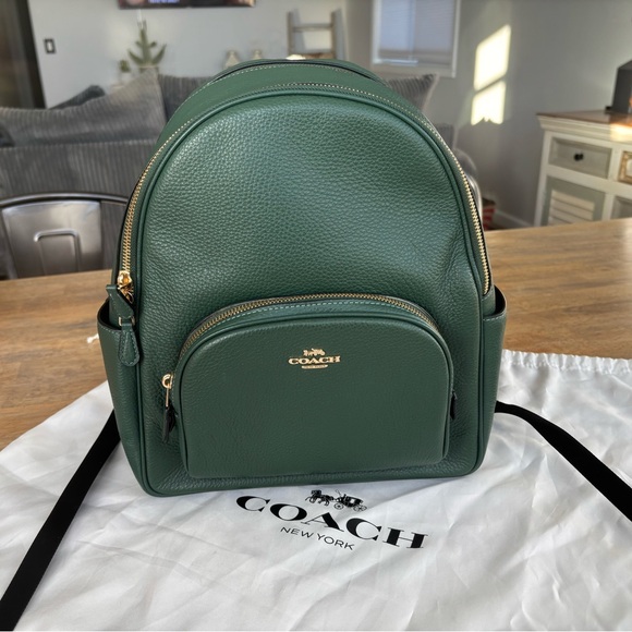 Coach Handbags - Coach 💚 Courtside Green soft pebble Leather Backpack and dust cover